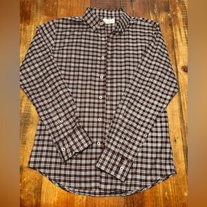 Men's Casual Checkered Shirt - Burgundy and White